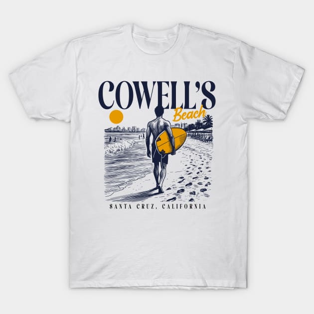 Vintage Surfing Cowell's Beach Santa Cruz, California // Retro Surfer Sketch // Surfer's Paradise T-Shirt by Now Boarding